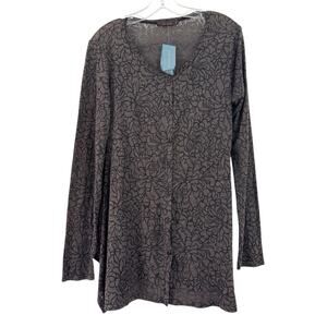 Cut Loose Blouse Top Sweater Lagenlook Tunic Button Front Cotton Size Medium New